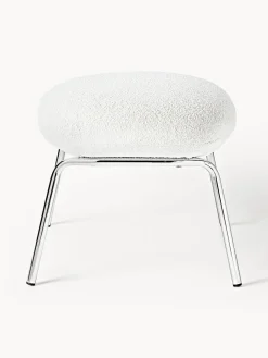 Taburete en tejido bouclé con patas de metal Luan