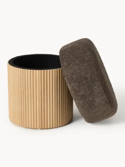 Taburete tapizado en borreguillo bouclé con espacio de almacenamiento Nala