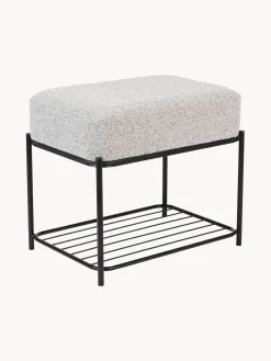 Taburete tapizado en tejido bouclé con estante Milou