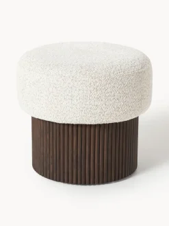 Taburete tapizado en tejido borreguillo bouclé con espacio de almacenamiento Nala