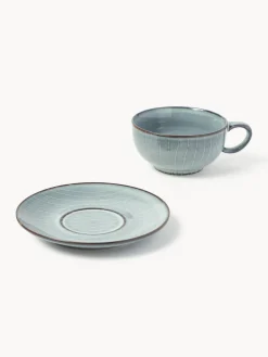 Taza artesanal con platillo Nordic Sea