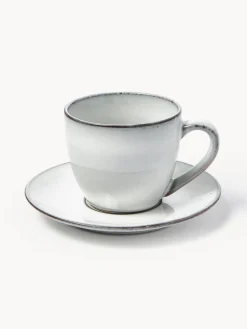Taza artesanal con platito Nordic Sand