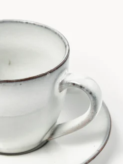 Taza artesanal con platito Nordic Sand