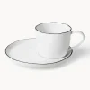 Taza de café con platito artesanal de porcelana Salt