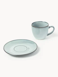 Taza de café con platito artesanal Nordic Sea