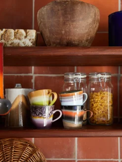 Tazas artesanales con esmalte reactivo 70s, 4 uds.