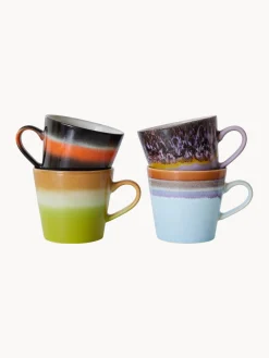 Tazas artesanales con esmalte reactivo 70s, 4 uds.
