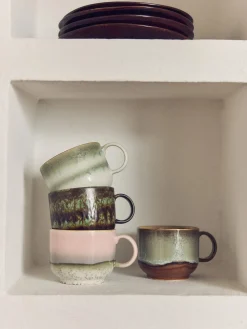 Tazas artesanales con esmalte reactivo 70's, 2 uds.