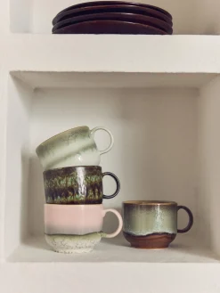 Tazas artesanales con esmalte reactivo 70's, 2 uds.