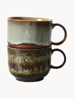 Tazas artesanales con esmalte reactivo 70's, 2 uds.