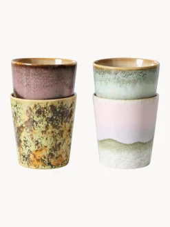 Tazas artesanales con esmalte reactivo 70's, 4 uds.
