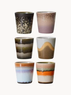 Tazas artesanales esmaltada 70s, 6 uds.