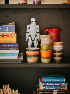 Tazas artesanales esmaltada 70s, 6 uds.