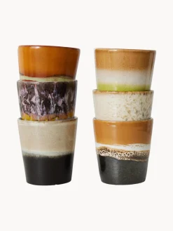 Tazas artesanales esmaltada 70s, 6 uds.