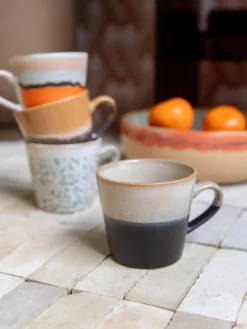 Tazas artesanales 70's, 4 uds.