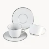 Tazas con platitos de porcelana con borde platino pintado a mano Vitruv, 2 uds.