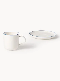 Tazas con platitos de porcelana Facile, 2 uds.