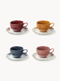 Tazas de café artesanales con platitos Mystic, 4 uds.