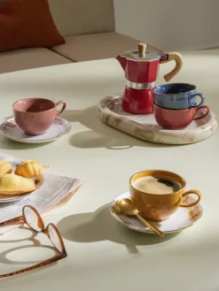 Tazas de café artesanales con platitos Mystic, 4 uds.