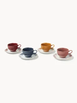 Tazas de café artesanales con platitos Mystic, 4 uds.