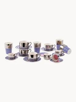 Tazas de café espresso artesanales con platitos Aunty, 4 uds.