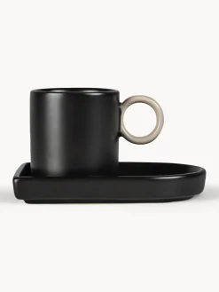 Tazas de café espresso con platitos de porcelana Niki, 2 uds.