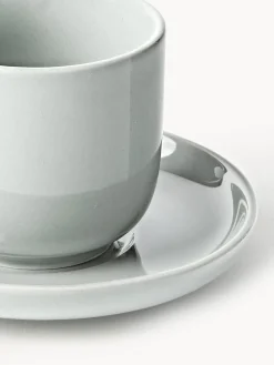 Tazas de café espresso con platitos de porcelana Nessa, 4 uds.