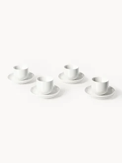 Tazas de café espresso de porcelana con platitos Nessa, 4 uds.