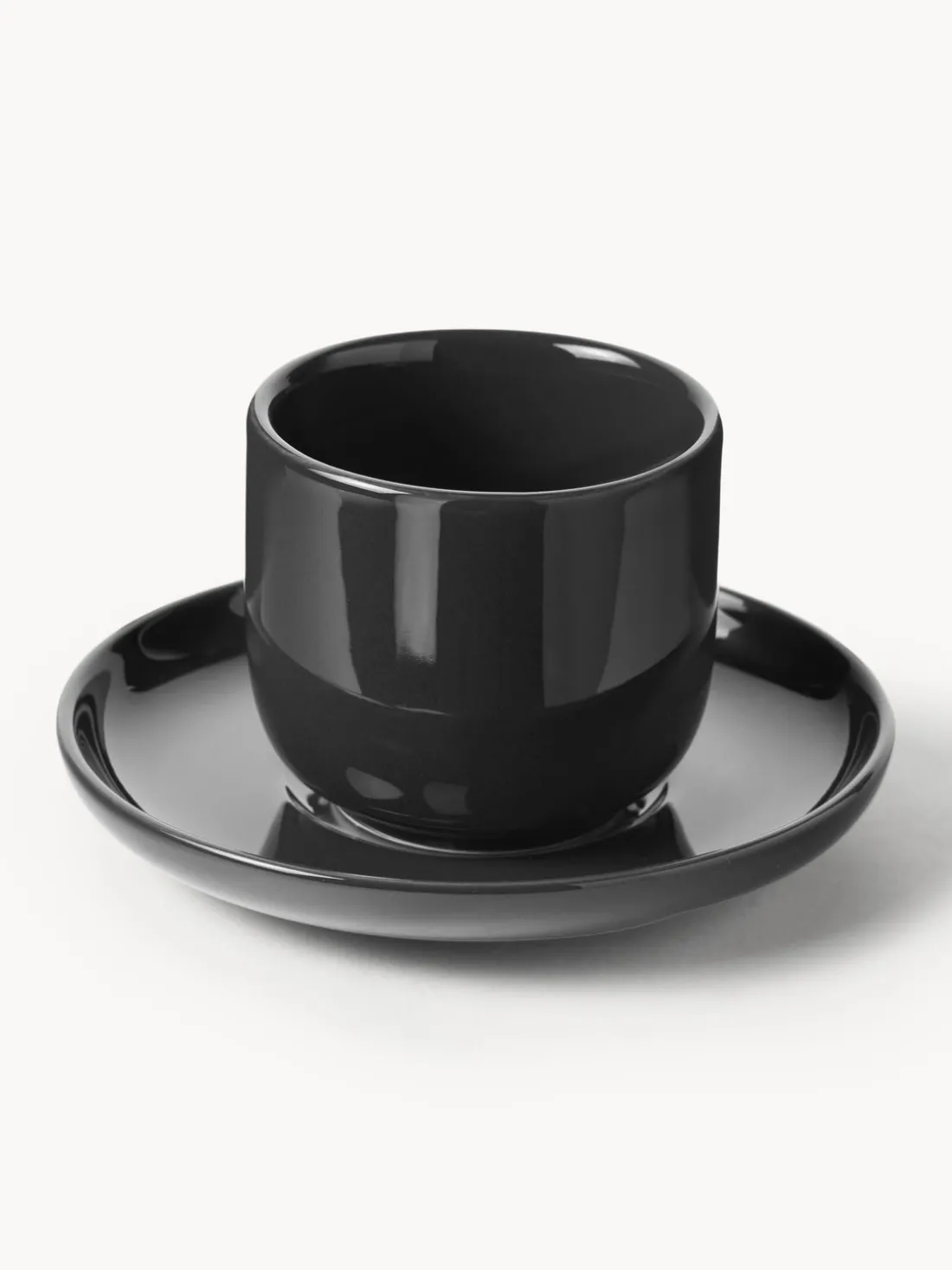 Tazas de café espresso de porcelana con platitos Nessa, 4 uds.