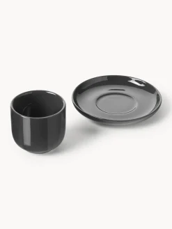Tazas de café espresso de porcelana con platitos Nessa, 4 uds.