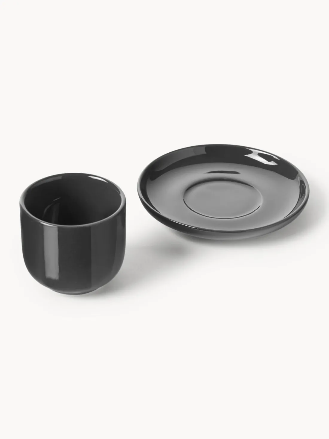Tazas de café espresso de porcelana con platitos Nessa, 4 uds.