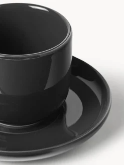 Tazas de café espresso de porcelana con platitos Nessa, 4 uds.