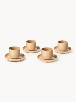 Tazas de café espresso de porcelana con platitos Nessa, 4 uds.