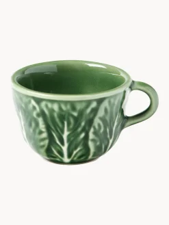 Tazas de café XS pintadas a mano con platillos Cabbage, 4 uds.
