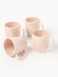 Tazas de porcelana con relieves Sali, 4 uds.
