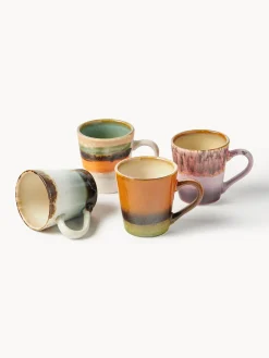 Tazas espresso artesanales con esmalte reactivo 70's, 4 uds.