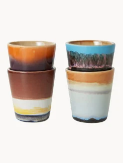 Tazas espresso artesanales con esmalte reactivo 70s, 4 uds.