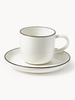 Tazas espresso con platitos de porcelana Facile, 2 uds.
