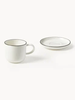 Tazas espresso con platitos de porcelana Facile, 2 uds.