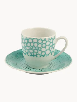 Tazas espresso con platitos, 6 uds.
