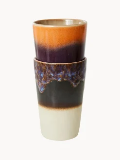 Tazas grandes pintadas a mano 70s, 2 uds.