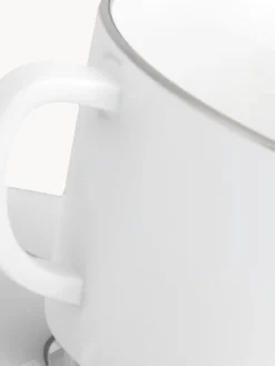 Tazas pequeñas con platitos de porcelana con borde platino pintado a mano Vitruv, 2 uds.