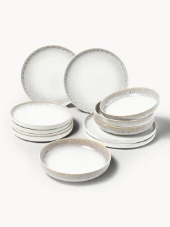 Vajilla artesanal con esmalte reactivo Danza, 4 comensales (12 pzas.)