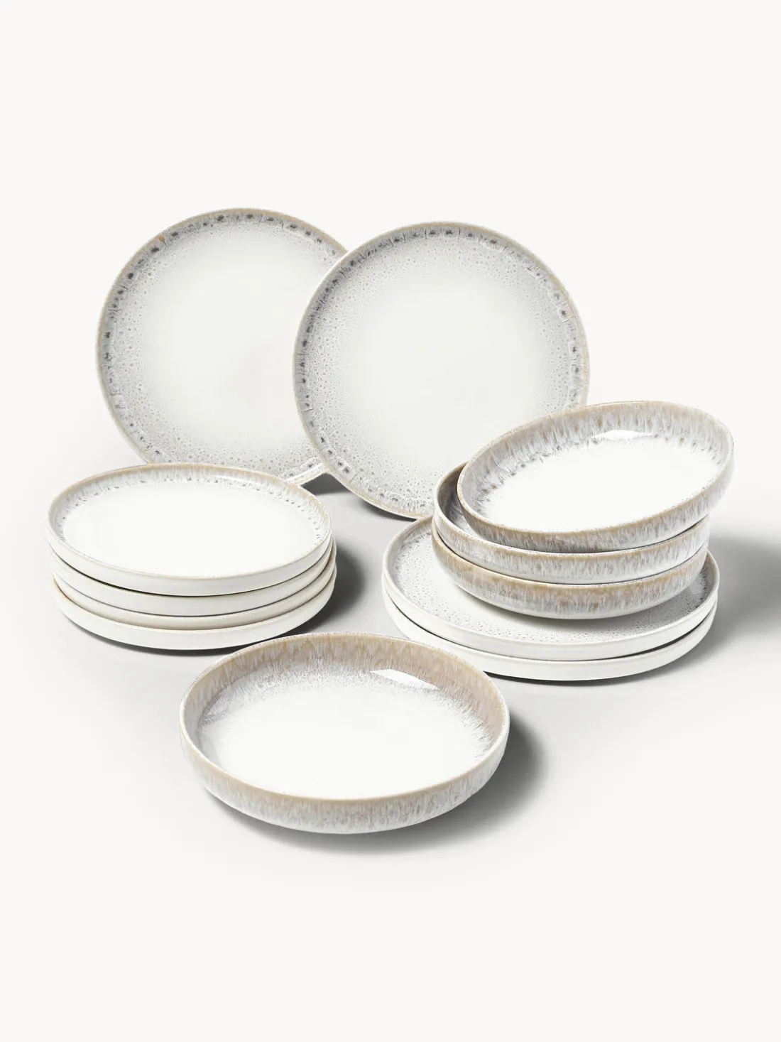 Vajilla artesanal con esmalte reactivo Danza, 4 comensales (12 pzas.)