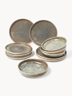 Vajilla artesanal con esmalte reactivo Danza, 4 comensales (12 pzas.)