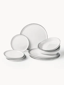 Vajilla artesanal de porcelana Salt, 4 comensales (12 pzas.)