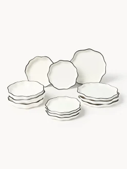 Vajilla de porcelana con volantes Bia, 4 comensales, 12 pzas.