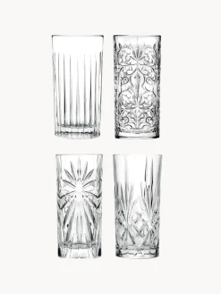 Vasos altos de cristal con relive Bichiera, 4 uds.