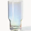 Vasos altos soplados con relieve y brillo nacarado Juno, 4 uds.