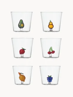 Vasos de agua artesanales Fruits & Flowers, 6 uds.